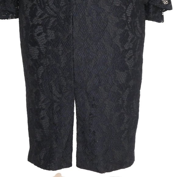 MAGGY LONDON Breezy Cold Shoulder Sheath Lace Dress Dark Navy Size 4 - Picture 6 of 10